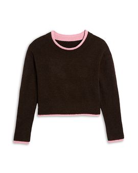 Katiejnyc KatieJnyc Girls' Nova Contrast Trim Crew Neck Sweater