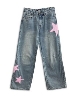 Katiejnyc KatieJnyc Girls' Philly Star Applique Wide Leg Jeans