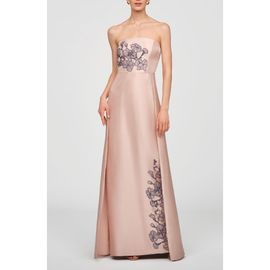 Kay Unger Kay Unger Chandler Embroidered Floral Walk Thru Metallic Organza Gown