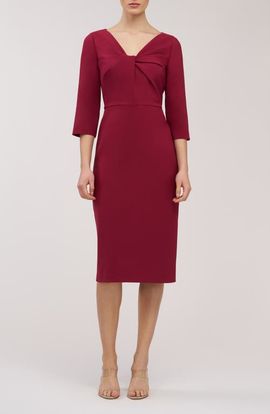 Kay Unger Kay Unger Farrah Twist Front Midi Cocktail Dress