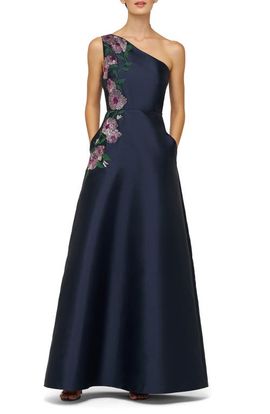 Kay Unger Kay Unger Giada Beaded One-Shoulder Gown