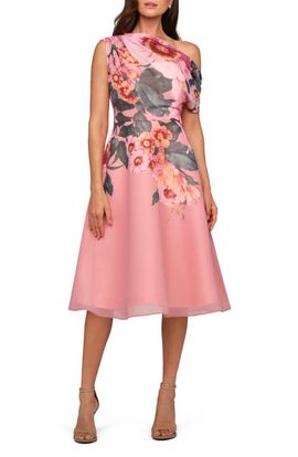 Kay Unger Kay Unger Katherine Floral One-Shoulder Midi Dress