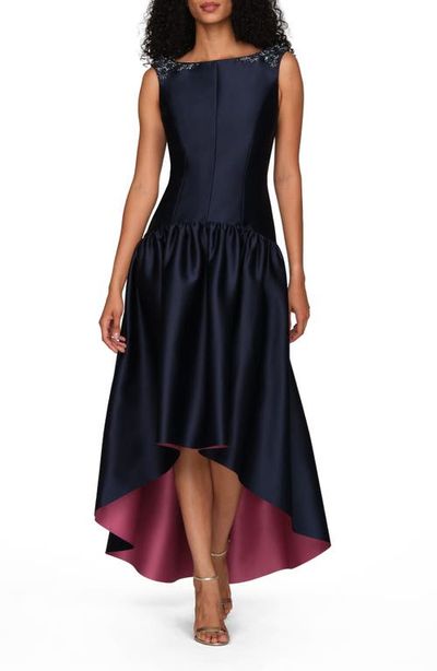 Kay Unger Kay Unger Katrina Bateau Neck High-Low Cocktail Dress