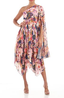 Kay Unger Kay Unger Lilah Floral One-Shoulder Chiffon Gown