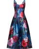 Kay Unger Women's Adria Floral Satin Tea-Length Dress - 7