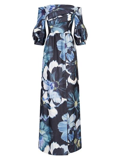 Kay Unger Women's Alison Floral Off-the-Shoulder Gown