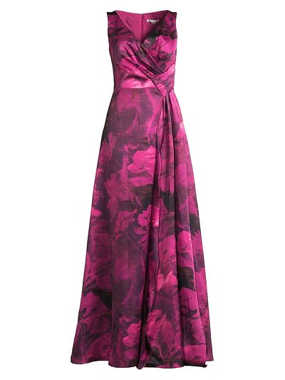 Kay Unger Women's Cecilia Floral Satin Gown