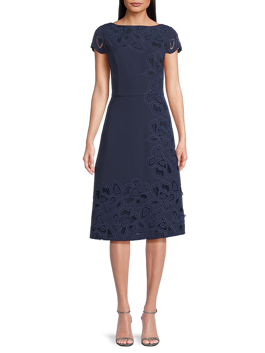 kay unger navy lace dress Jamie Midi Dress Kay Unger