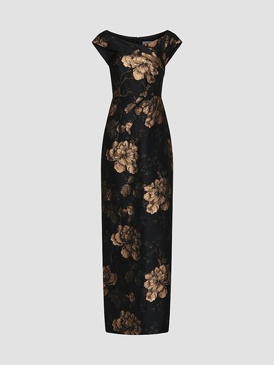 Kay Unger Women's Myla Floral Jacqaurd Column Gown