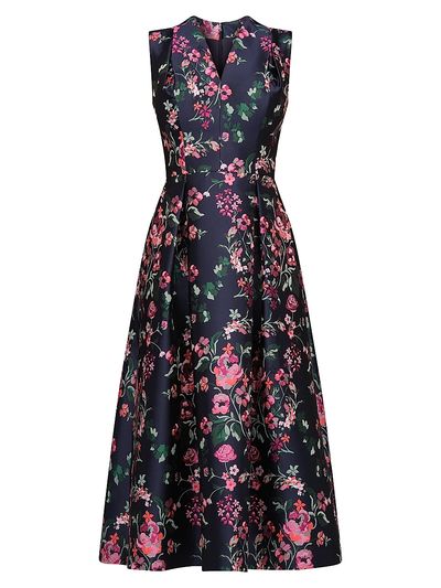 Kay Unger Women's Rhea Floral-Jacquard Midi Dress