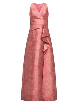 Kay Unger Women's Rhianna Metallic Jacquard A-Line Gown