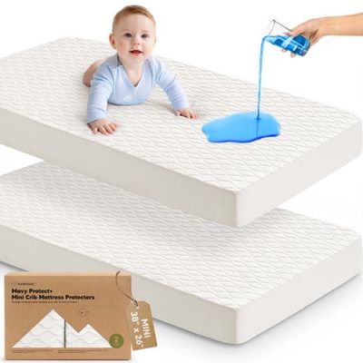 KeaBabies KeaBabies 2-Pack Mavy Protect+ Waterproof Mini Crib Mattress Protector