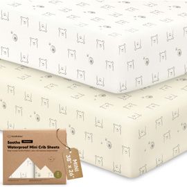 KeaBabies KeaBabies 2-Pack Soothe [Protect+] Waterproof Mini Crib Sheets