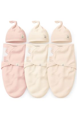 KeaBabies KeaBabies 3-Pack Soothe Swaddle Wraps with Knot Hats