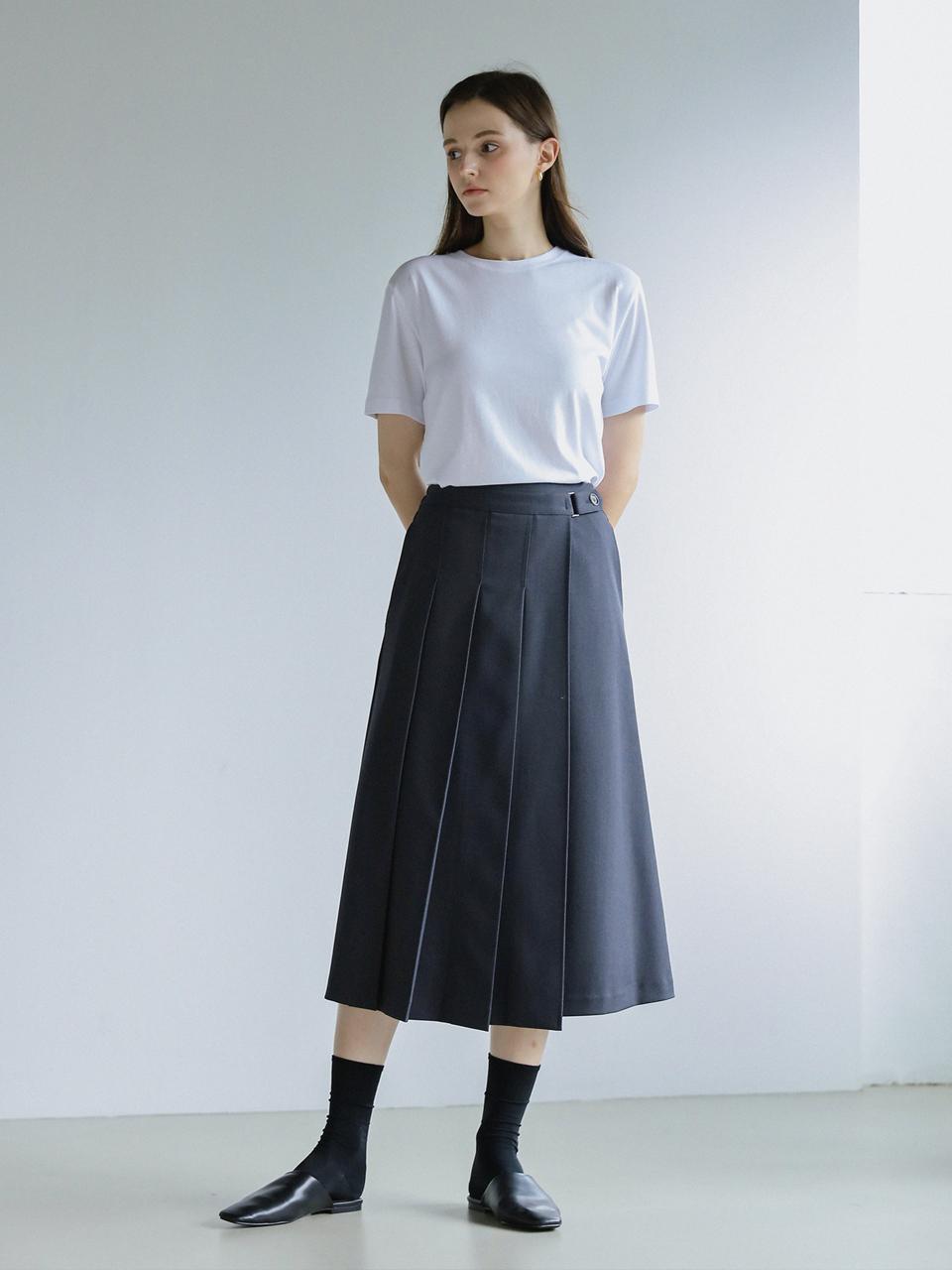 KELLY DONAHUE blend wool pleated wrap skirt
