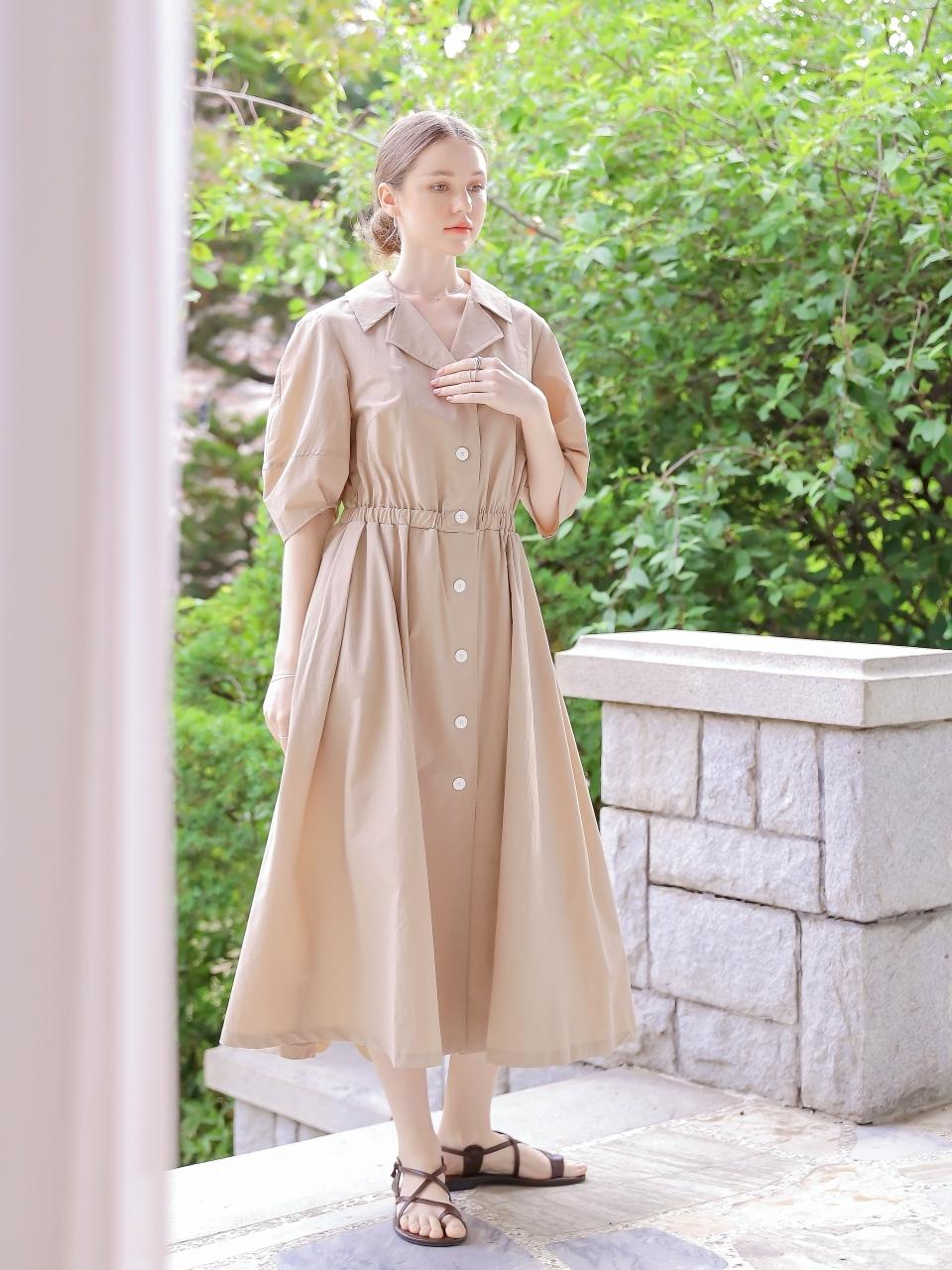 KELLY DONAHUE button BANDING Flare dress