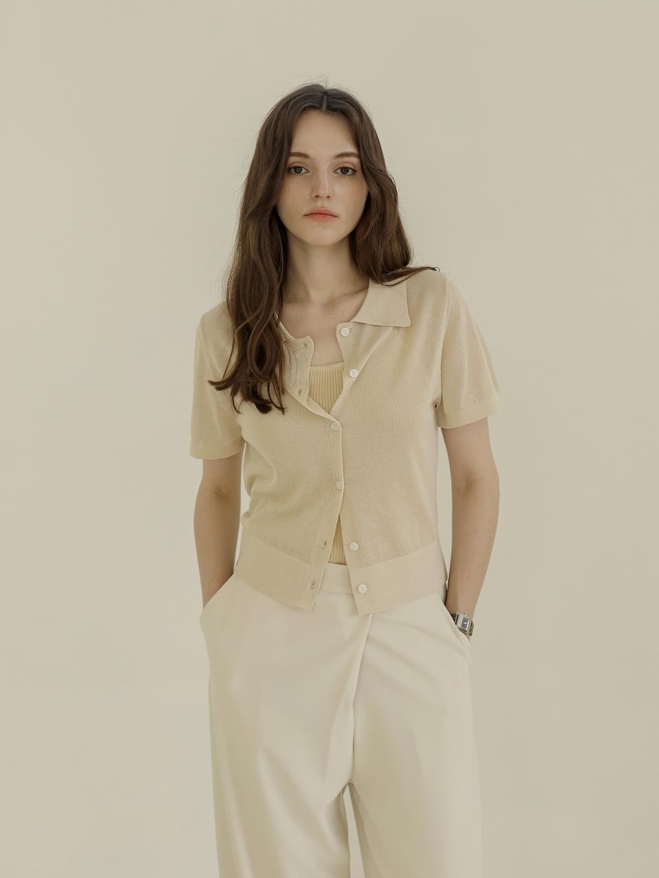 KELLY DONAHUE Collared short sleeve Cardigan Set