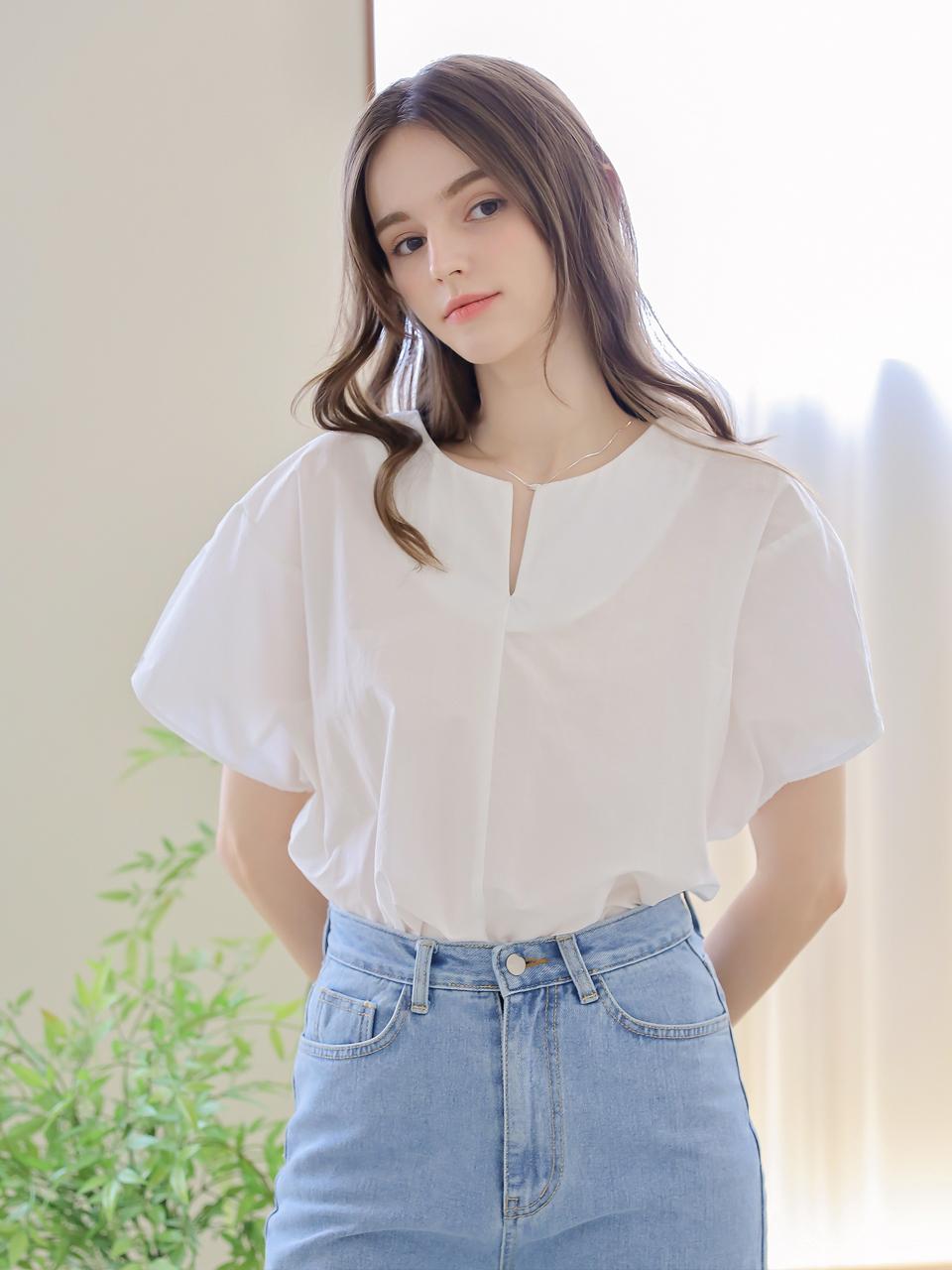 KELLY DONAHUE Cotton Blend Slit Blouse