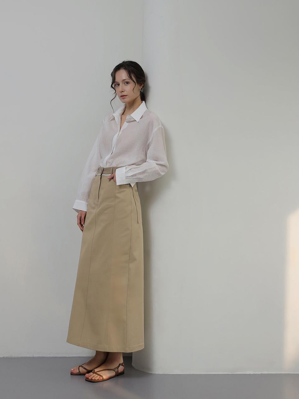 KELLY DONAHUE Cotton Block A-line High-density Maxi Skirt [Ivory Beige]