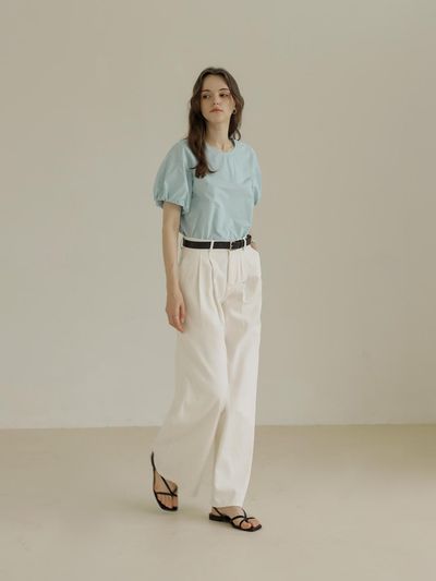 KELLY DONAHUE Cotton Curved Round Blouse
