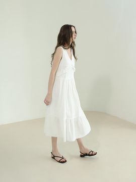 KELLY DONAHUE Frilled Tiered V-neck Dress