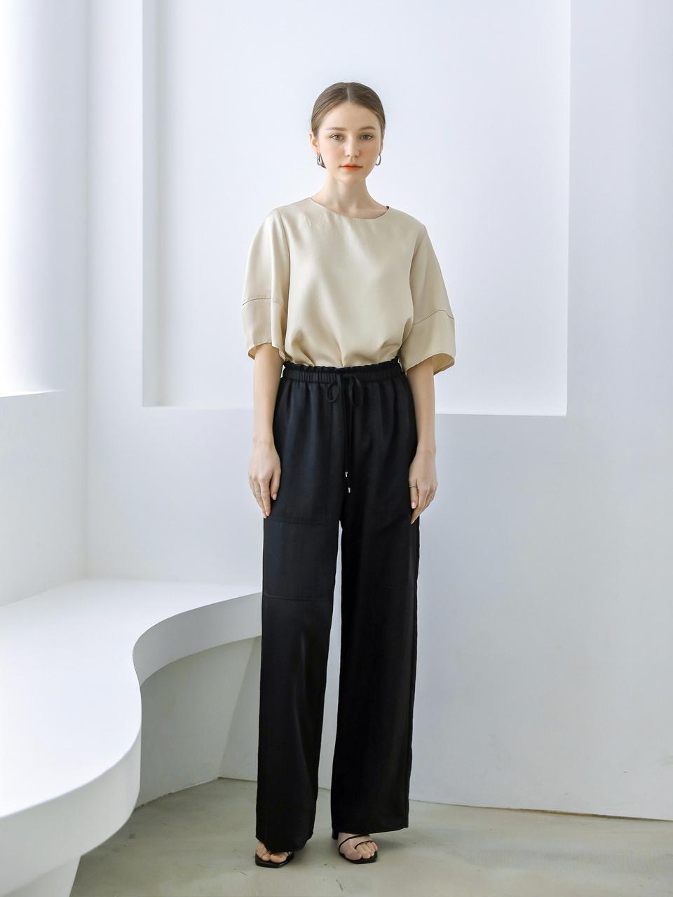 KELLY DONAHUE Glossy pocket wide pants