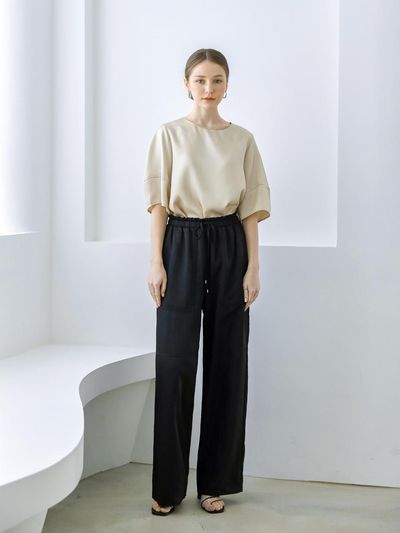 KELLY DONAHUE Glossy pocket wide pants