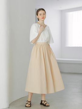 KELLY DONAHUE shirring cotton skirt