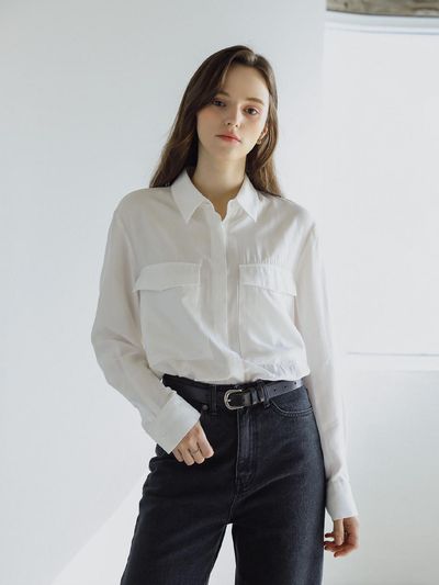 KELLY DONAHUE silky pocket blouse