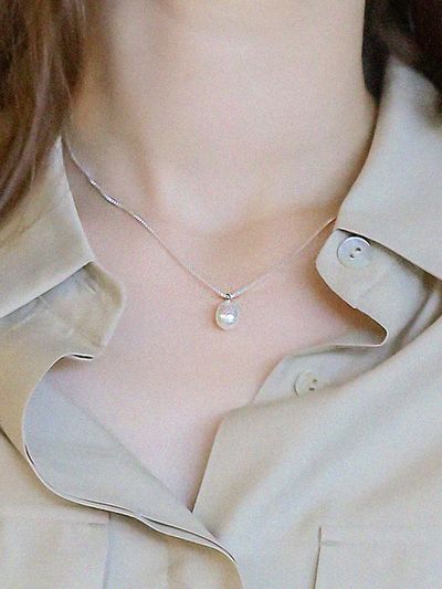 KELLY DONAHUE SILVER925 Box Chain Pearl Necklace