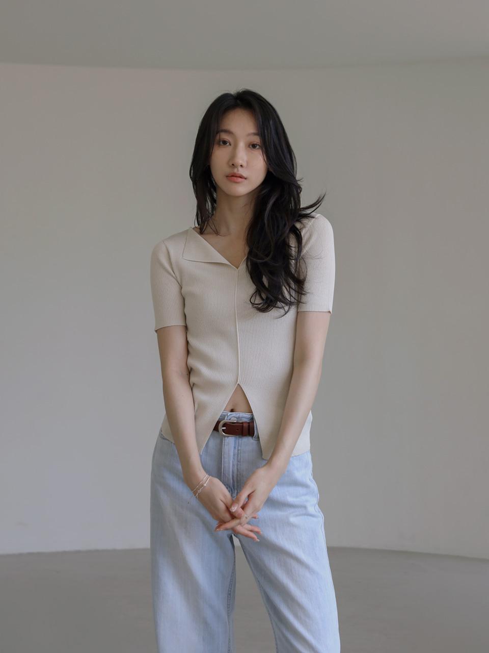 KELLY DONAHUE Slit Short sleeve Slim Knitwear