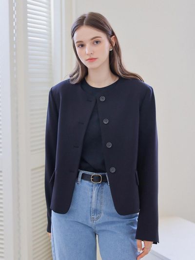 KELLY DONAHUE Solid Round Jacket