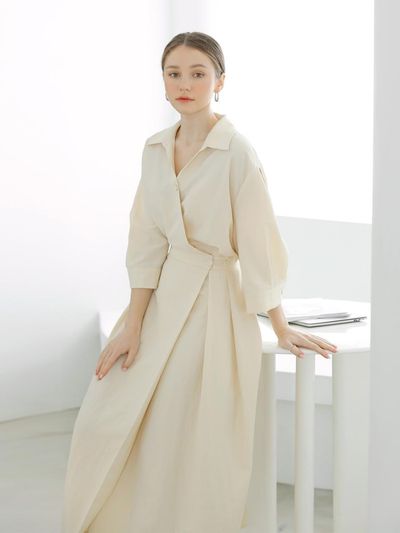 KELLY DONAHUE Tencel V wrap dress