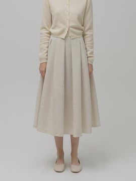 KELLY DONAHUE Tweed Flare High-Rise Long Skirt