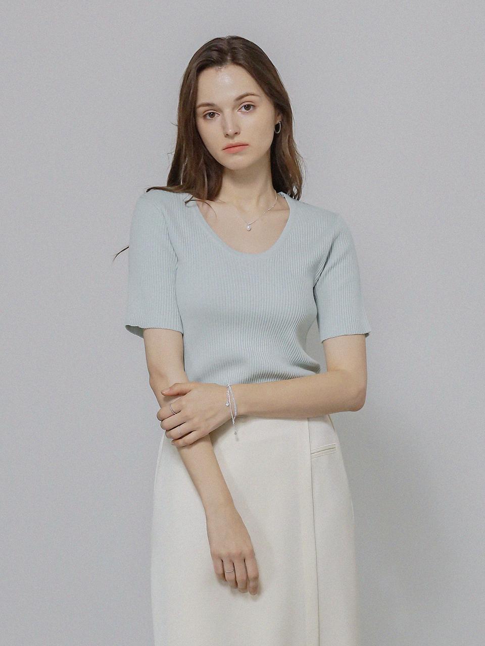 KELLY DONAHUE U-Neck Cotton Slim Knitwear