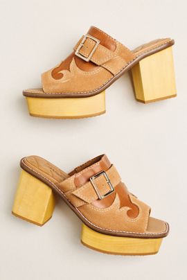 Kelsi Dagger Brooklyn Gerrie Open-Toe Wood-Bottom Mules