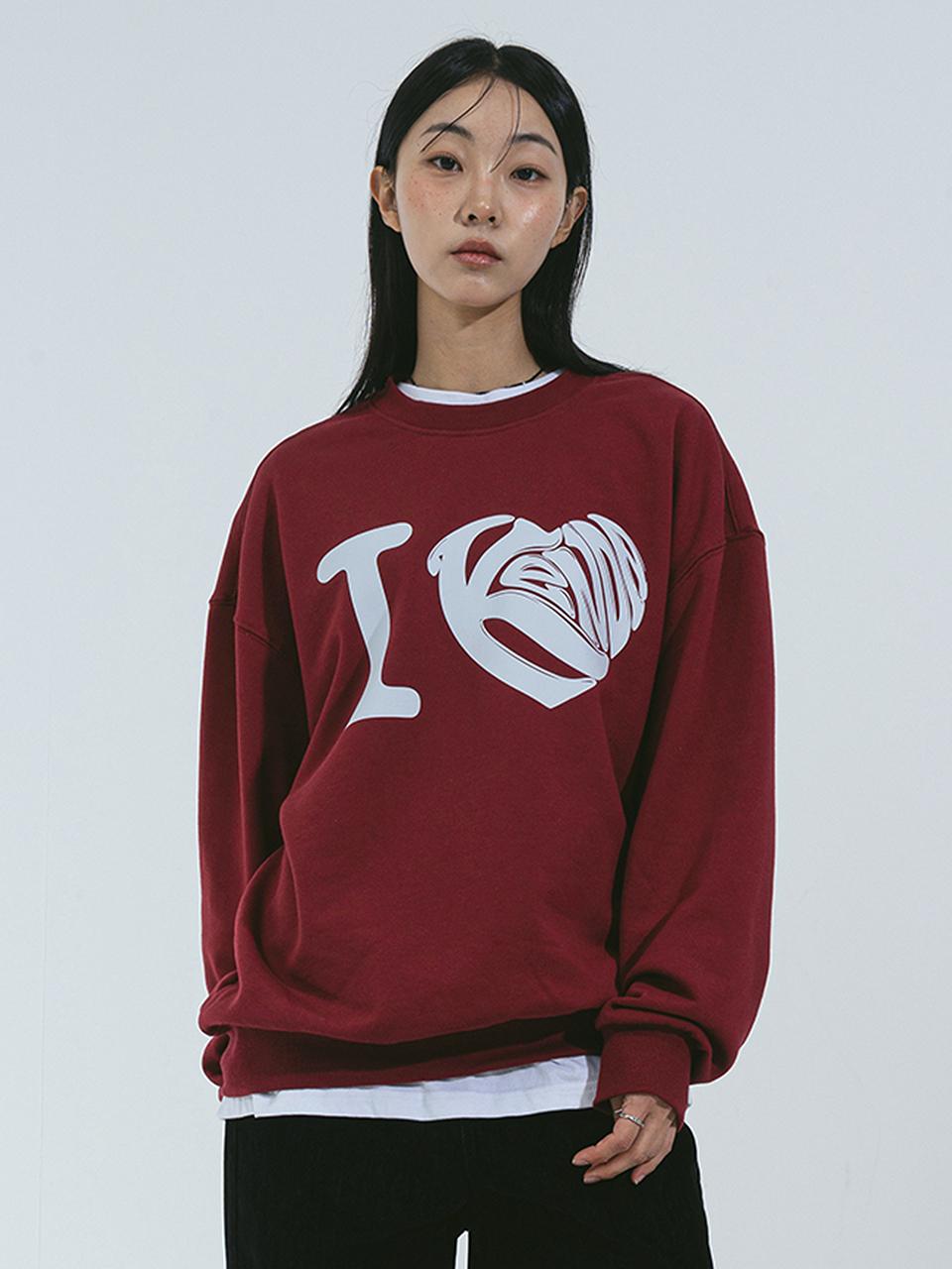 Kenda Cotton Polyester Blend Oversized Sweatshirt [BURGUNDY]