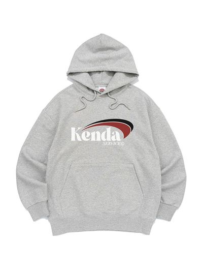 Kenda Cotton Polyester Oversized Slash Logo Hoodie [Melange]