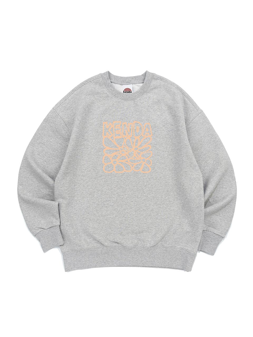 Kenda Floral Graphic Overfit Cotton Sweatshirt [Melange]