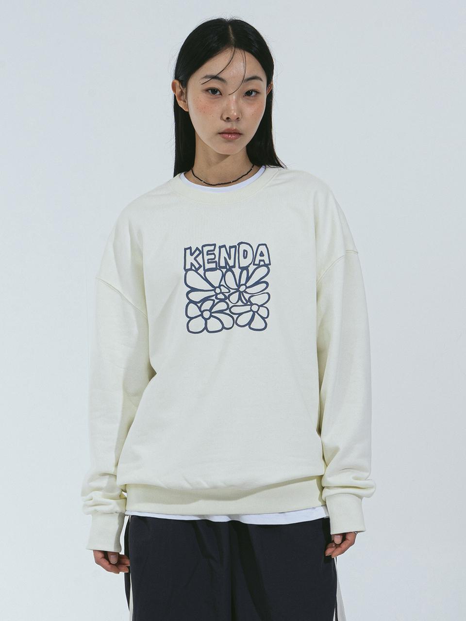 Kenda Floral Graphic Oversized Cotton Blend MTM [Beige]