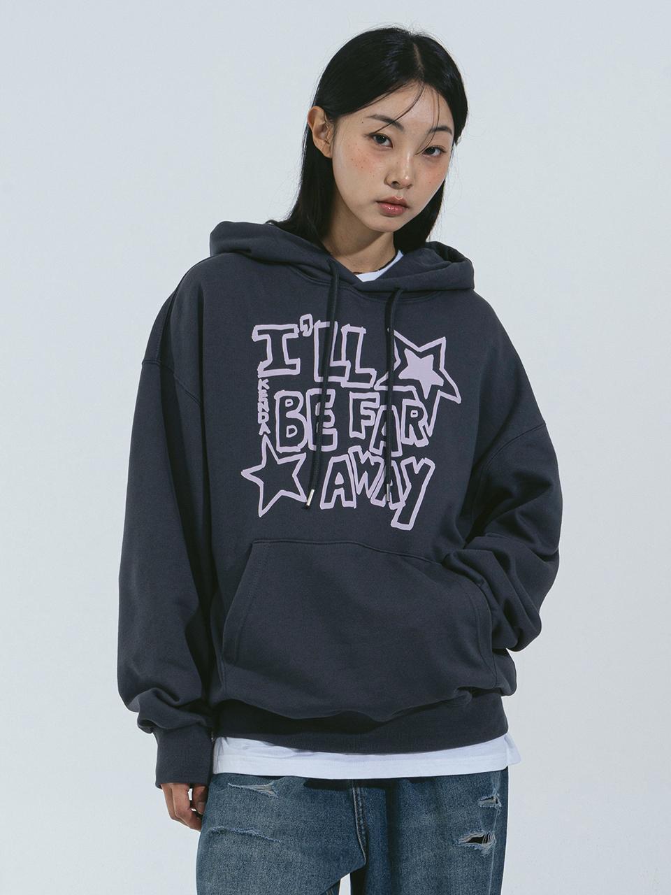 Kenda Lettering Oversized Cotton-Polyester Hood Tee [Charcoal]