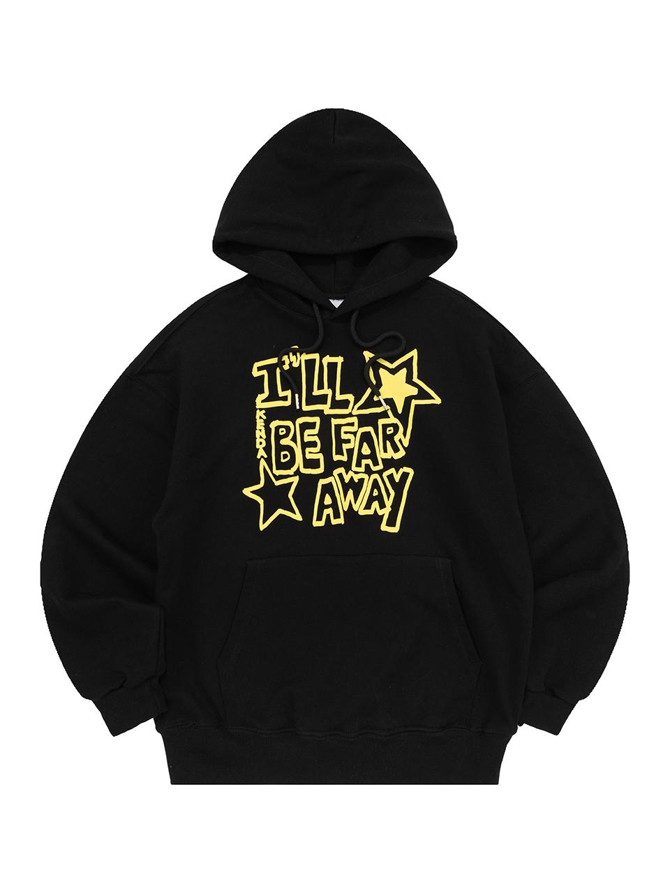 Kenda Motto Lettering Cotton Blend Hooded Tee [BLACK]
