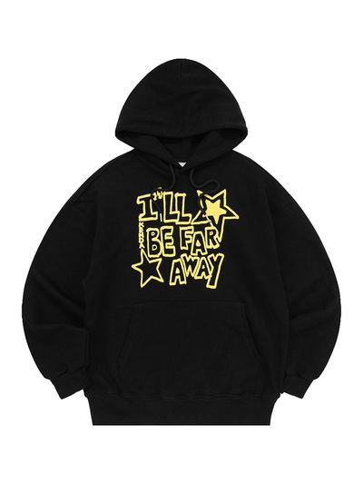 Kenda Motto Lettering Cotton Blend Hooded Tee [BLACK]