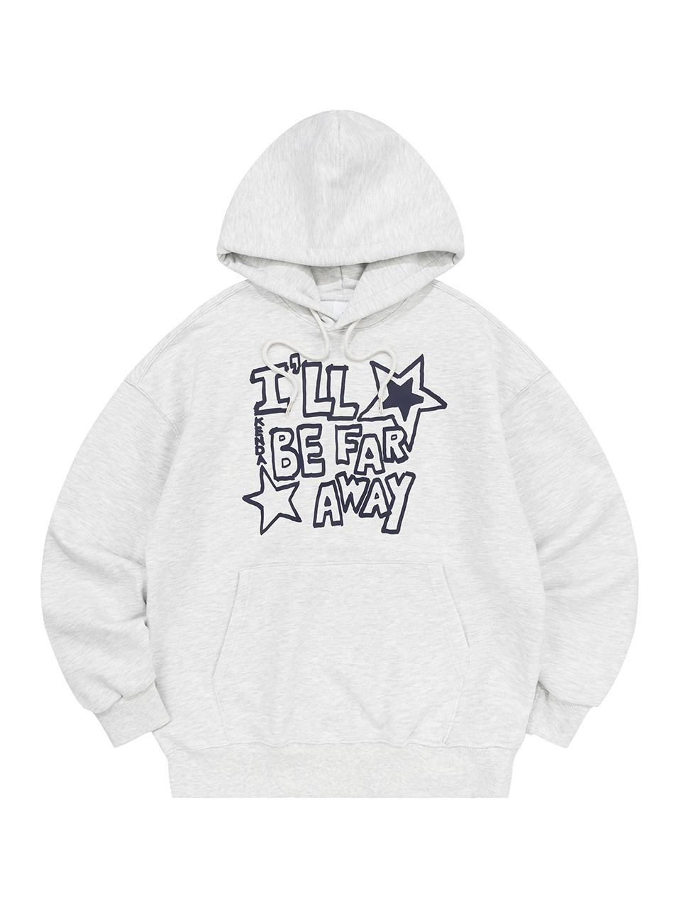 Kenda Motto Lettering Cotton Blend Hooded Tee [Light Melange]