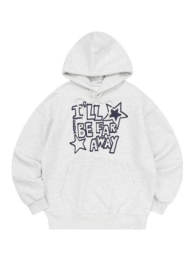Kenda Motto Lettering Cotton Blend Hooded Tee [Light Melange]