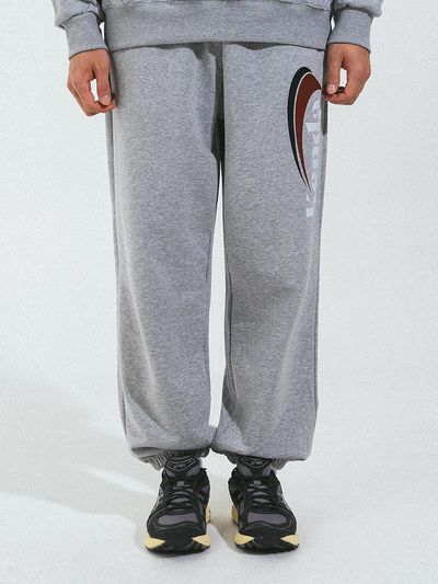 Kenda Oversized Cotton Polyester Slash Logo Sweatpants [Melange]
