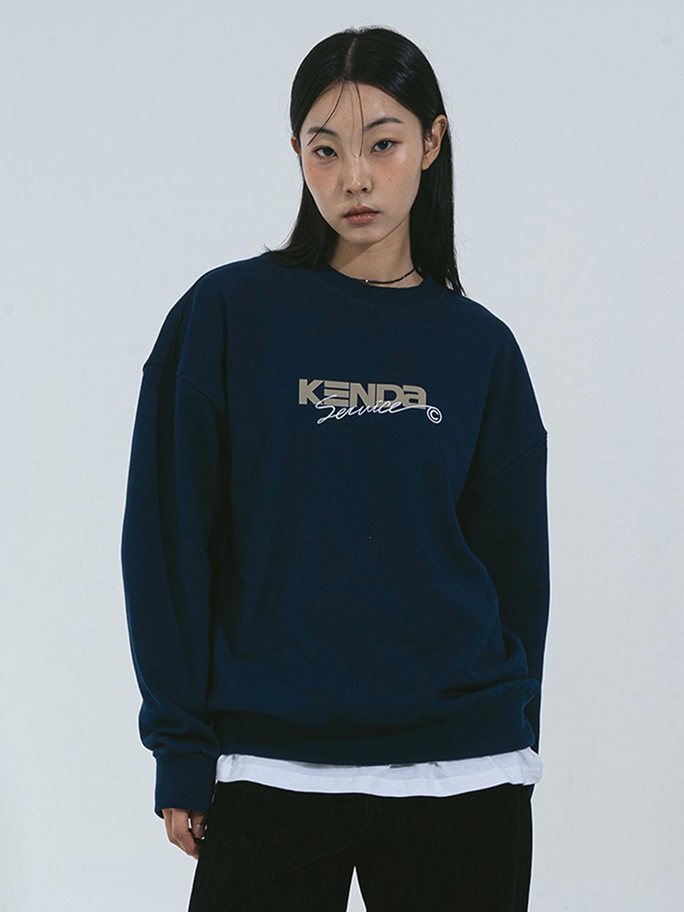 Kenda Oversized Triple Stitched Cotton Blend Sweatshirt [Dark Blue]