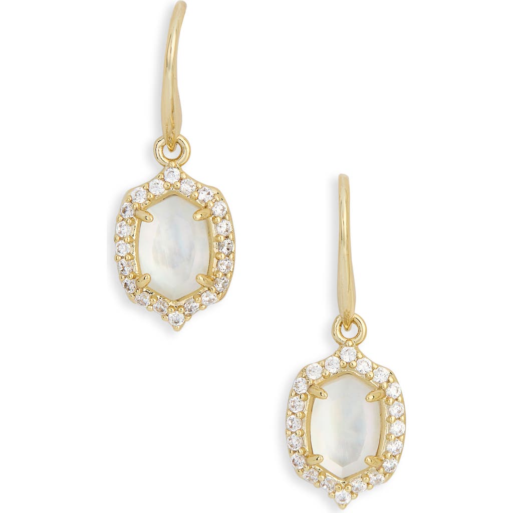 Kendra Scott Kendra Scott Daphne Crystal Pavé Frame Mother-of-Pearl Drop Earrings