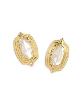 Kendra Scott Kendra Scott Ellie Stepped Frame Mother Of Pearl Stud Earrings
