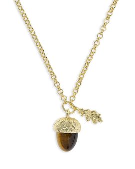 Kendra Scott Kendra Scott Tiger's Eye Acorn Pendant Necklace, 16